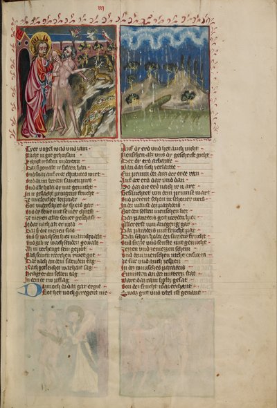 God with Adam and Eve; The First Rain in Paradise by Unbekannt Unbekannt